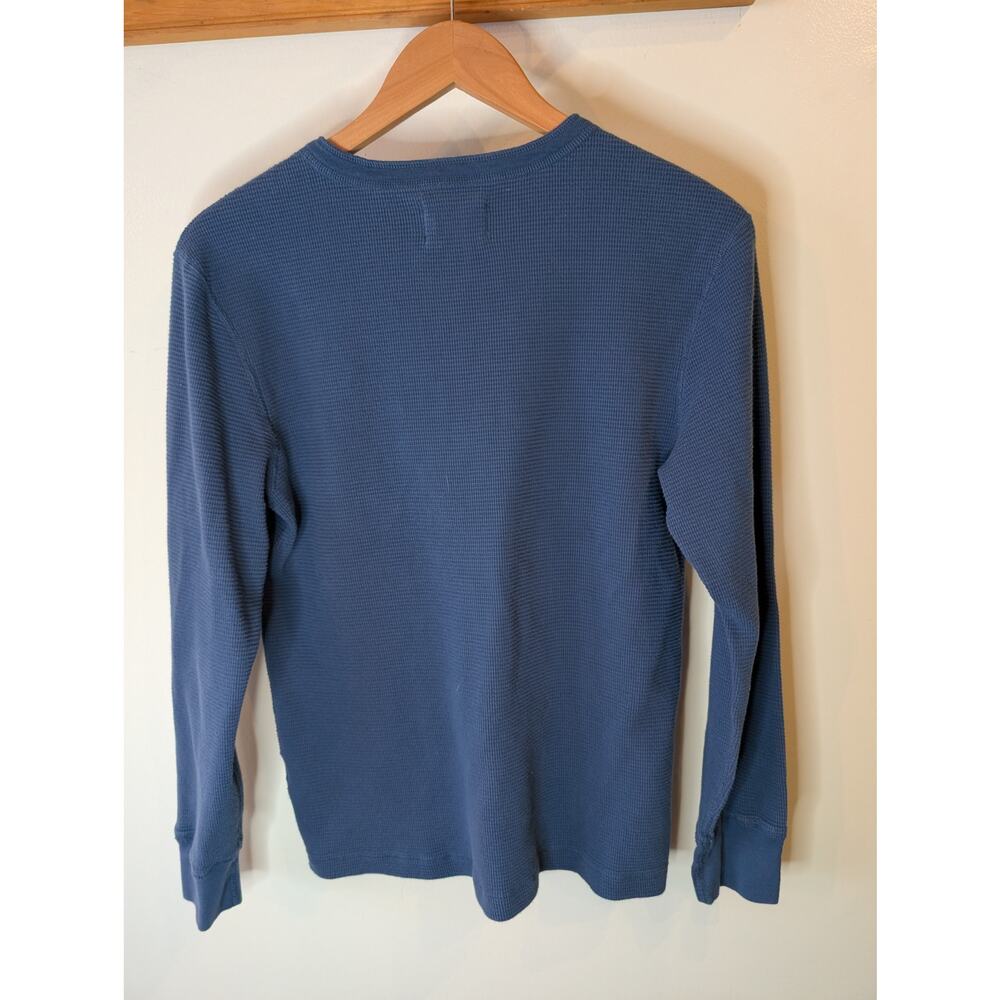 J.Crew Rustic Jersey Thermal Henley Top Steel Blue Vintage Style Women's S - Picture 4 of 4
